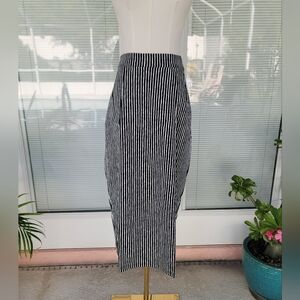 Vixen By Micheline Pitt Pencil Skirt in Black and White Stripes
